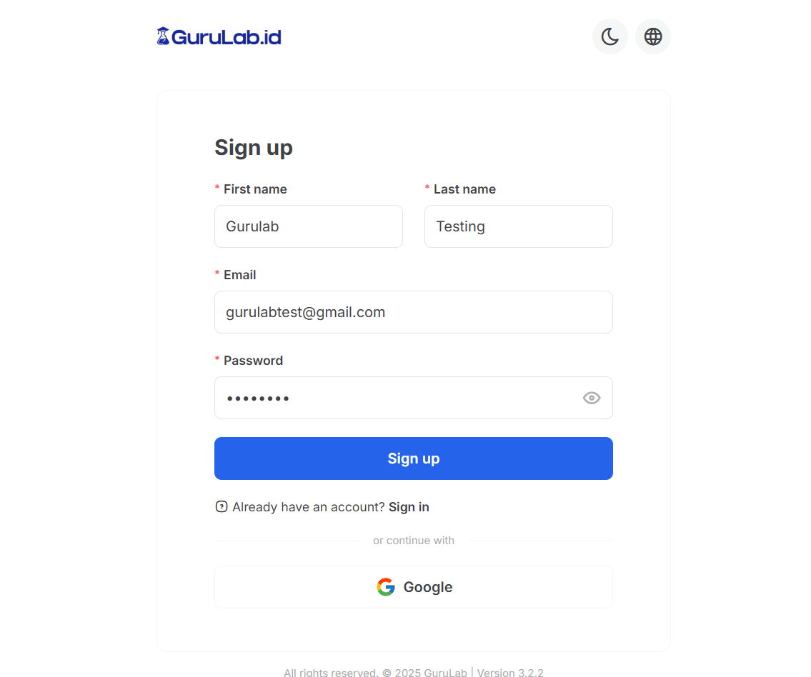 Langkah 1: Daftar dan Login